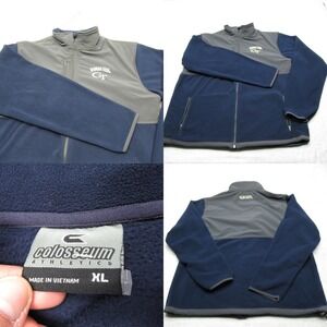 Georgia‎ Tech Jacket Mens XL Colosseum Navy Gray Hybrid Fleece Full Zip READ